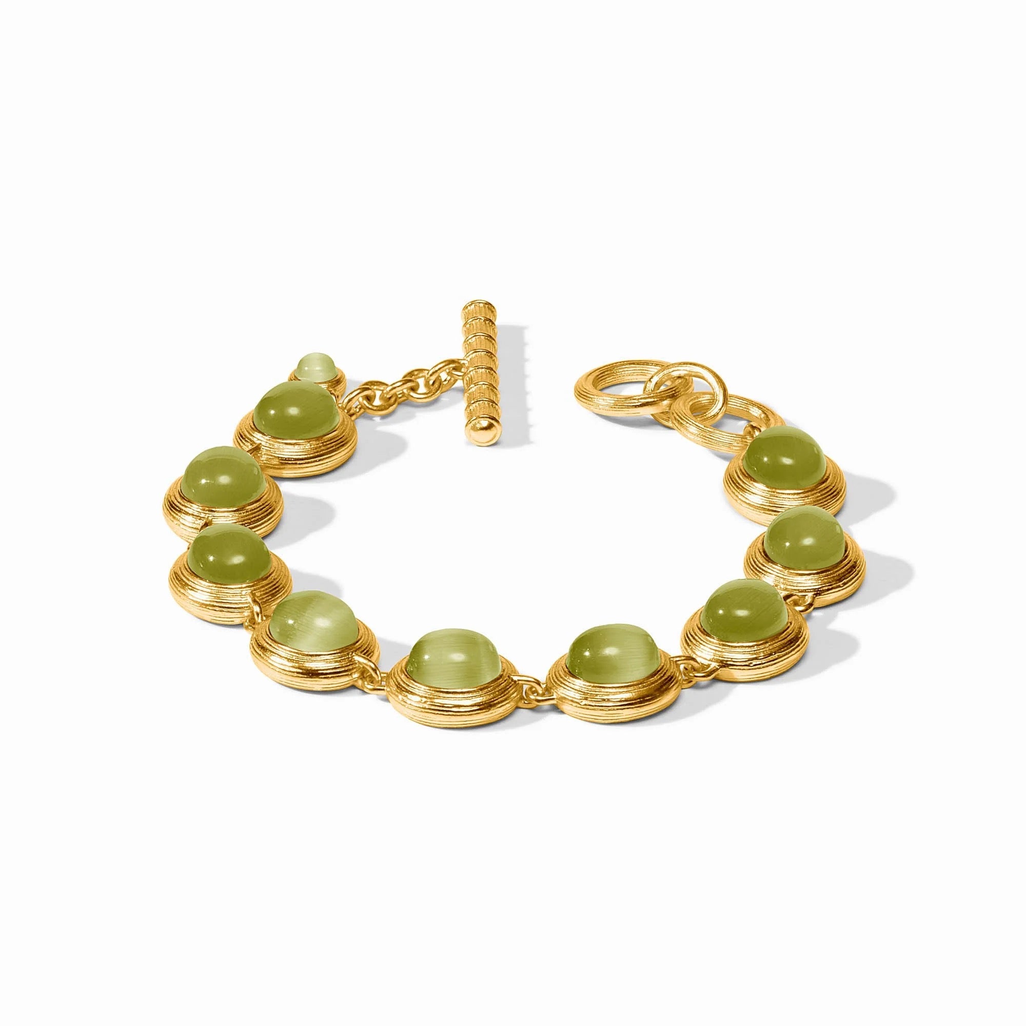 Cobblestone Tennis Bracelet Green Cat's Eye