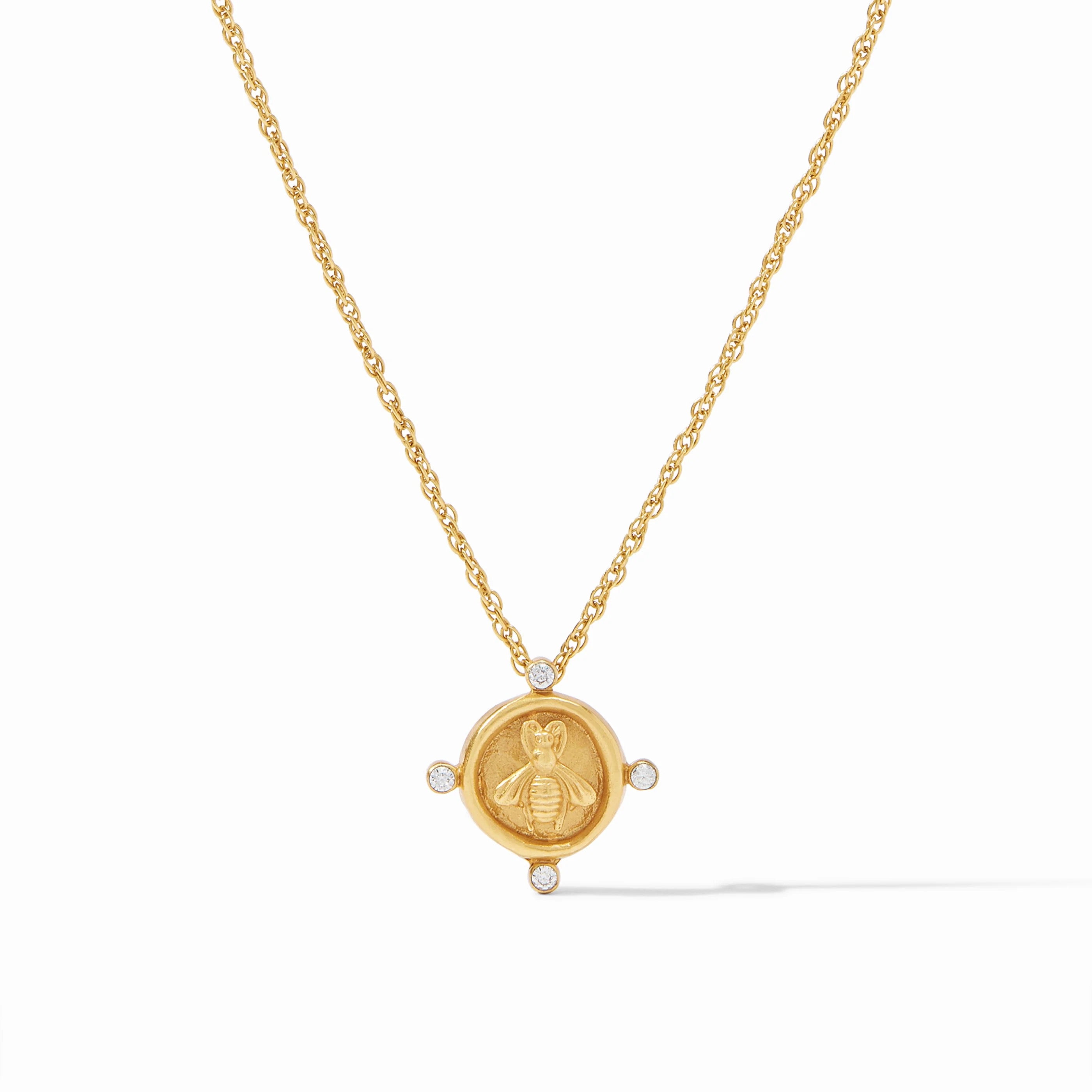 Bee Cameo Solitaire Necklace Cubic Zirconia