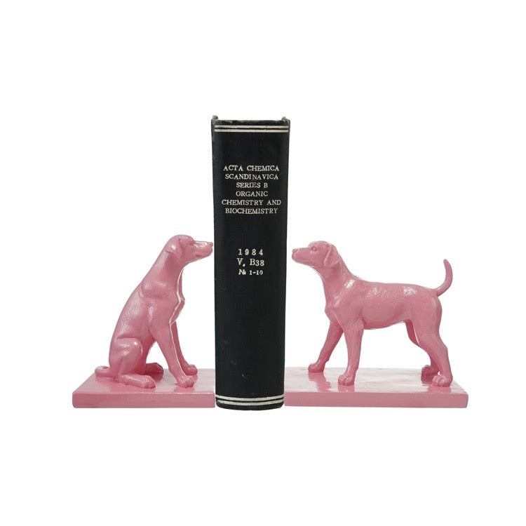 Pair of Resin Dog Bookends, Pink