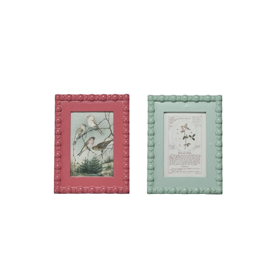 Bobbin Picture Frame w/ Vintage Reproduction Image 5x7