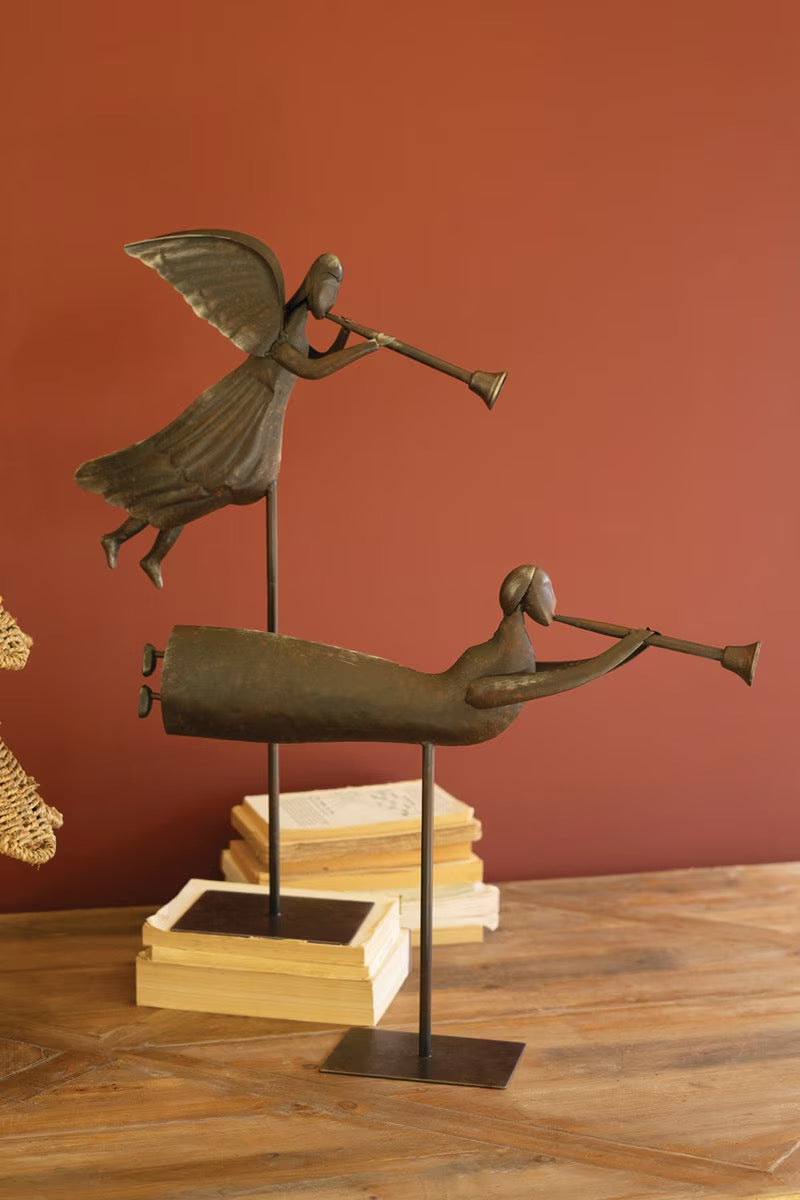 Set of Two Rustic Metal Angels