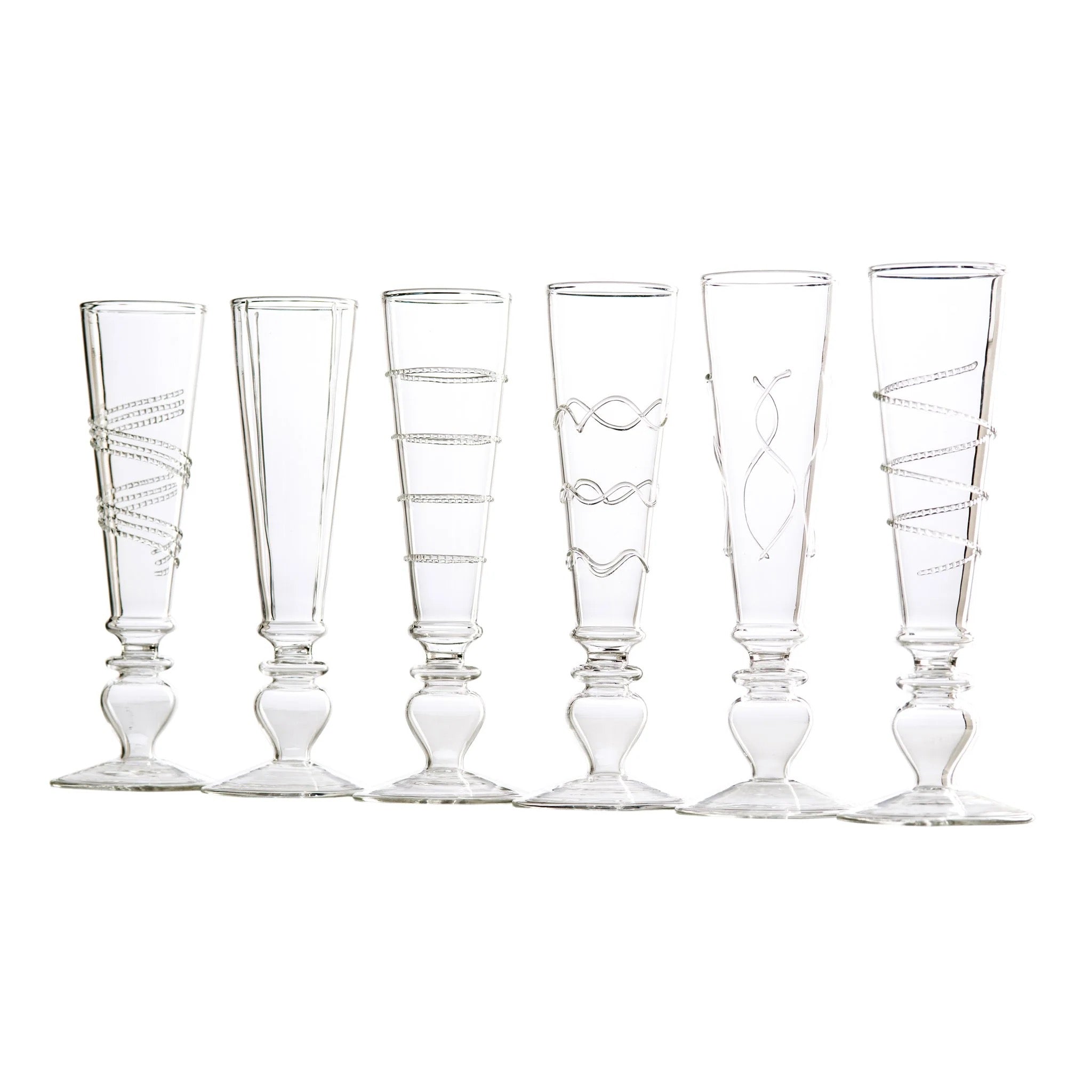 Footed Razzle Dazzle Champagne Flutes with Clear Accents