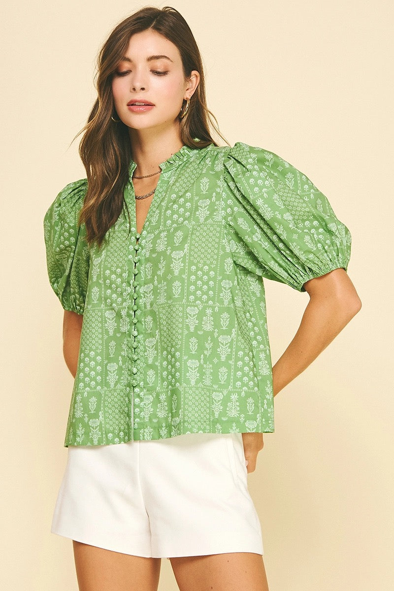 Floral Button Down Blouse Top