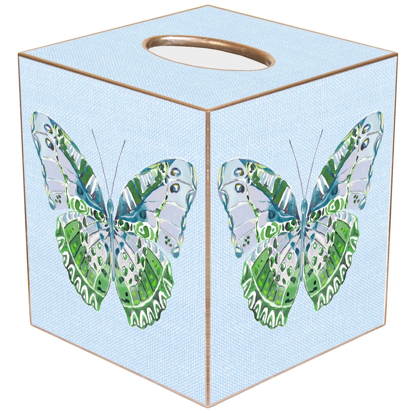 Blue Linen Butterfly Tissue Cover