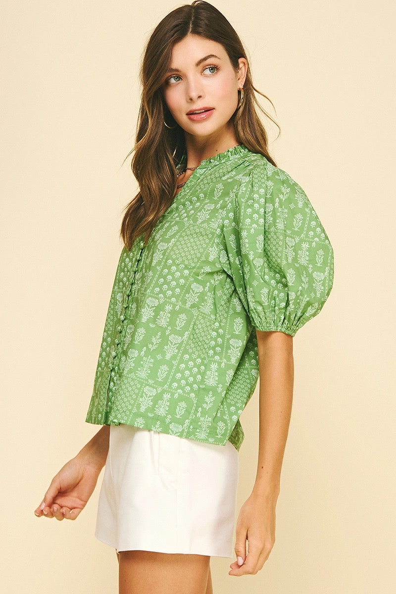 Floral Button Down Blouse Top