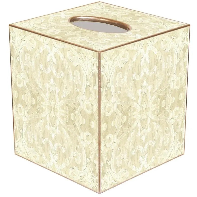 Antique Gold Damask Tissue Cover