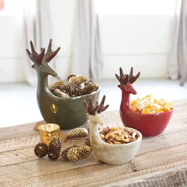 Ceramic Colored Deer Bowl