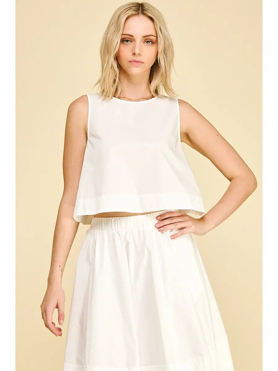Solid Poplin Sleeveless Top