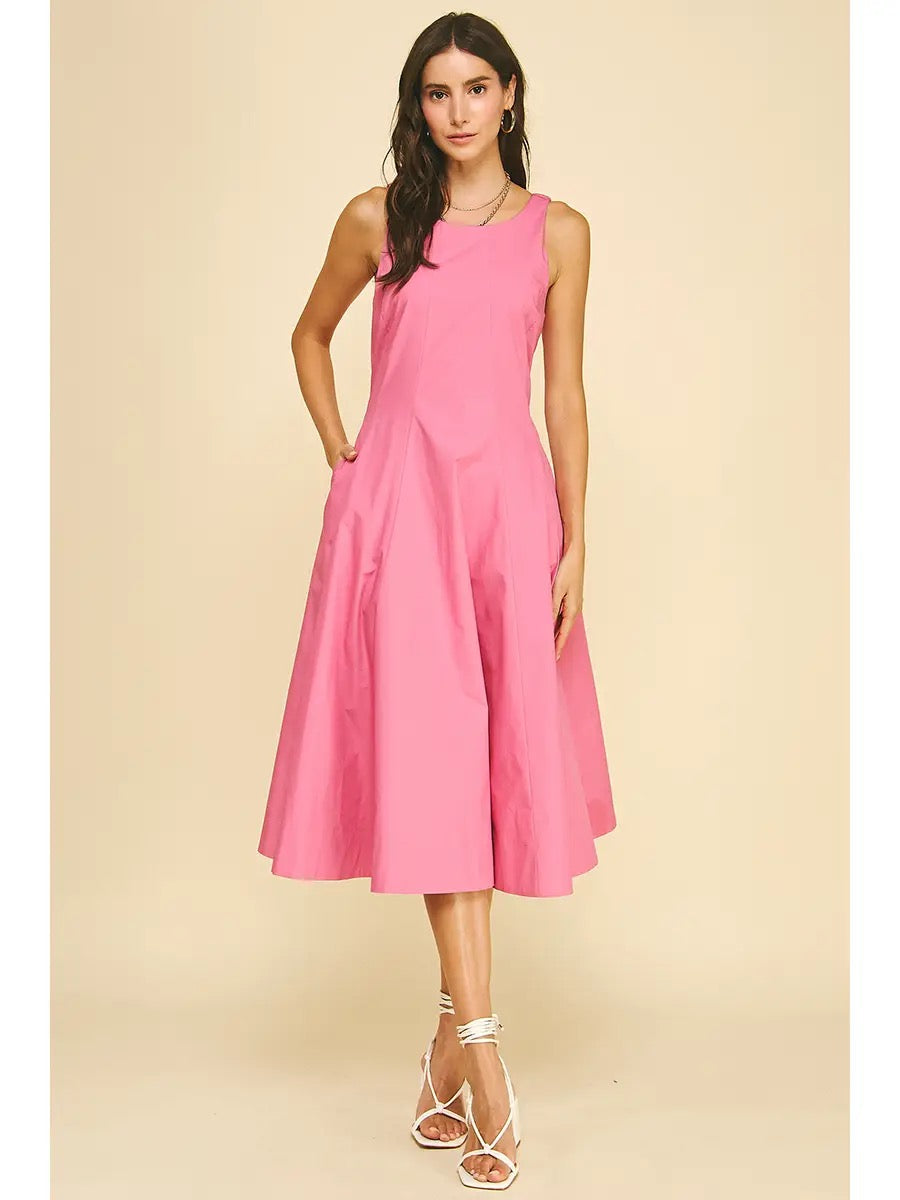 Fitted Bodice Flared Midi Dress