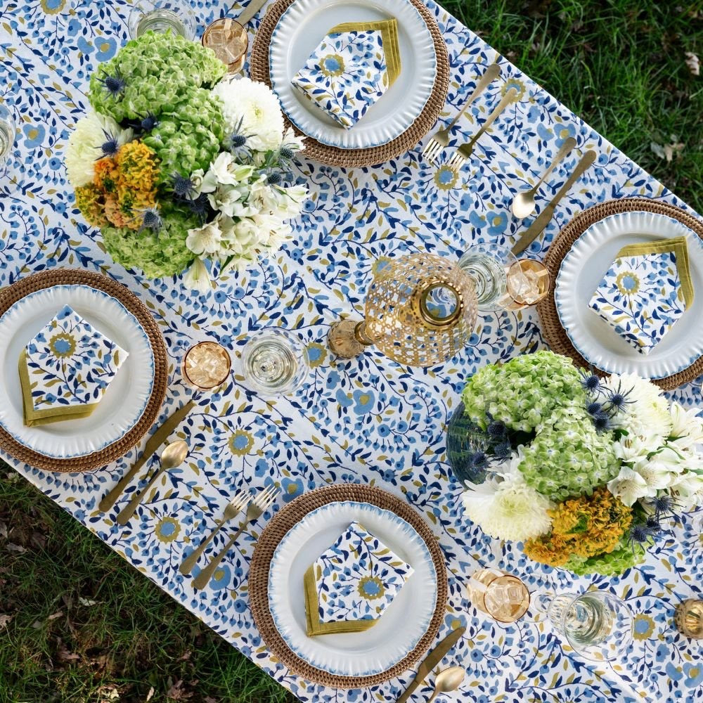 Starflower Blue & Ochre Tablecloth