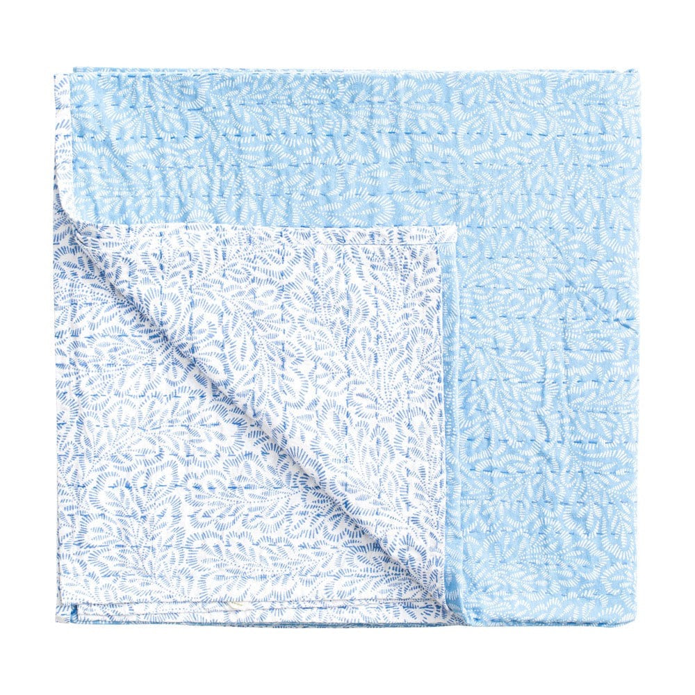 Block Print Leaves Reversible Table Cover 70x70