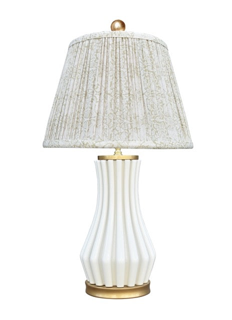 White Wavy Lamp with Pleated Shade