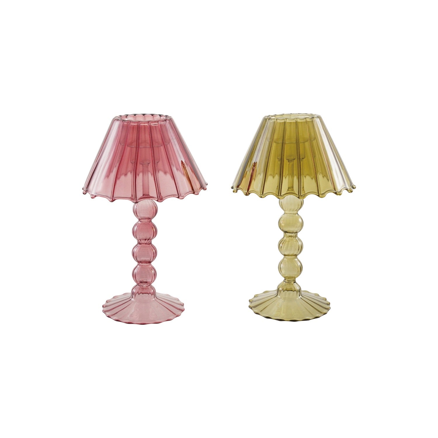 Glass Scalloped Table Light Tealight Holder