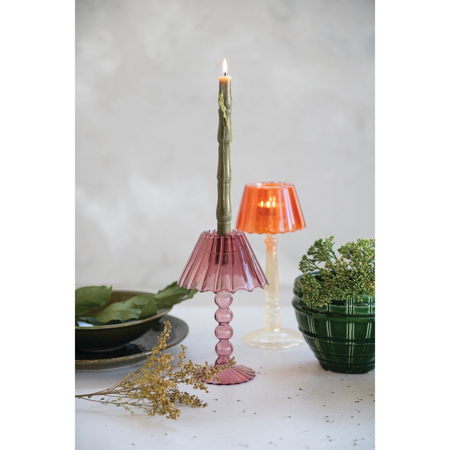 Glass Scalloped Table Light Tealight Holder