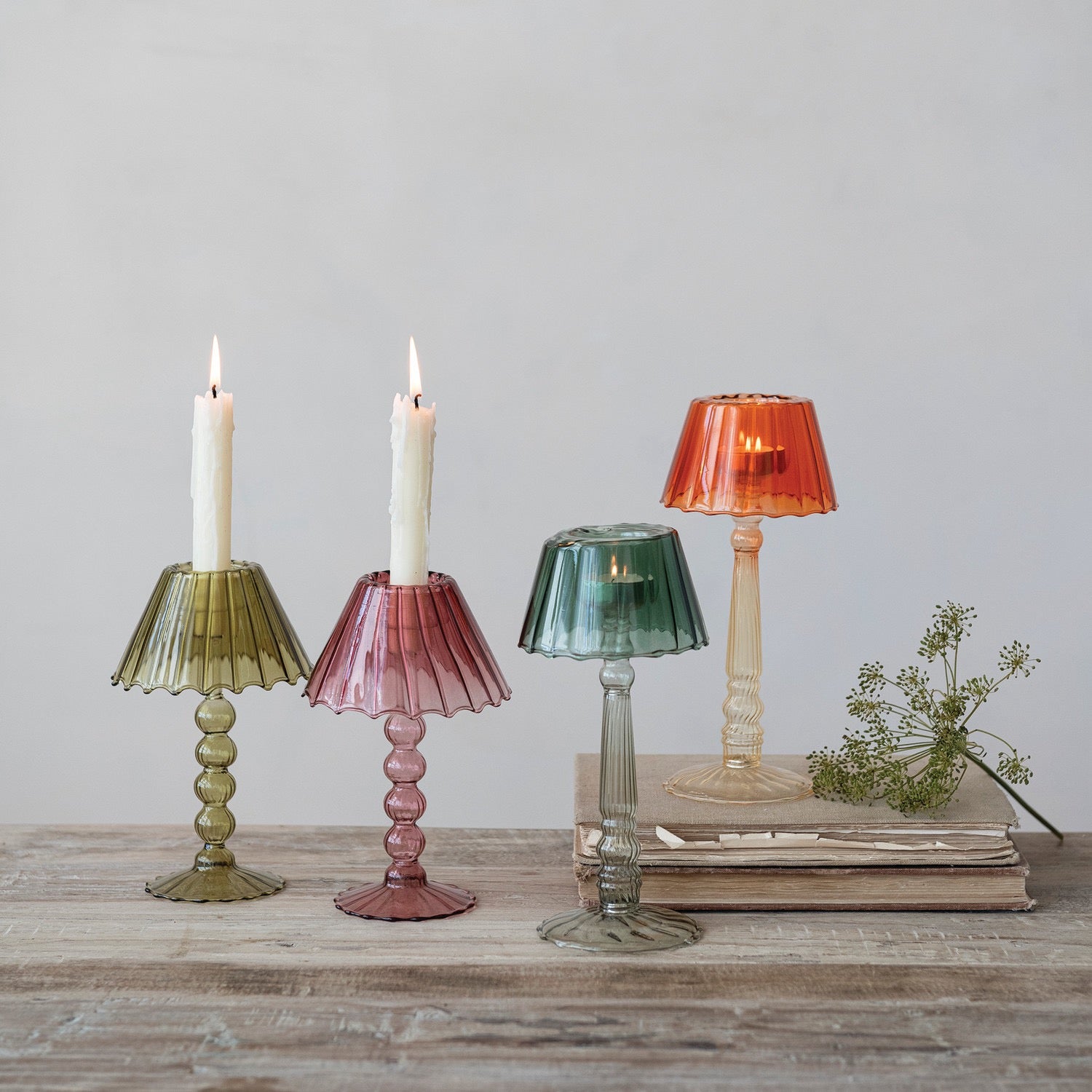 Glass Scalloped Table Light Tealight Holder