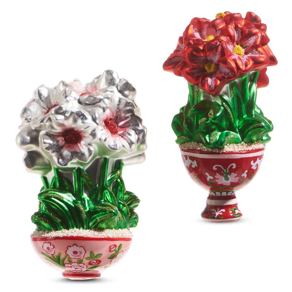 5" Potted Amaryllis Ornament