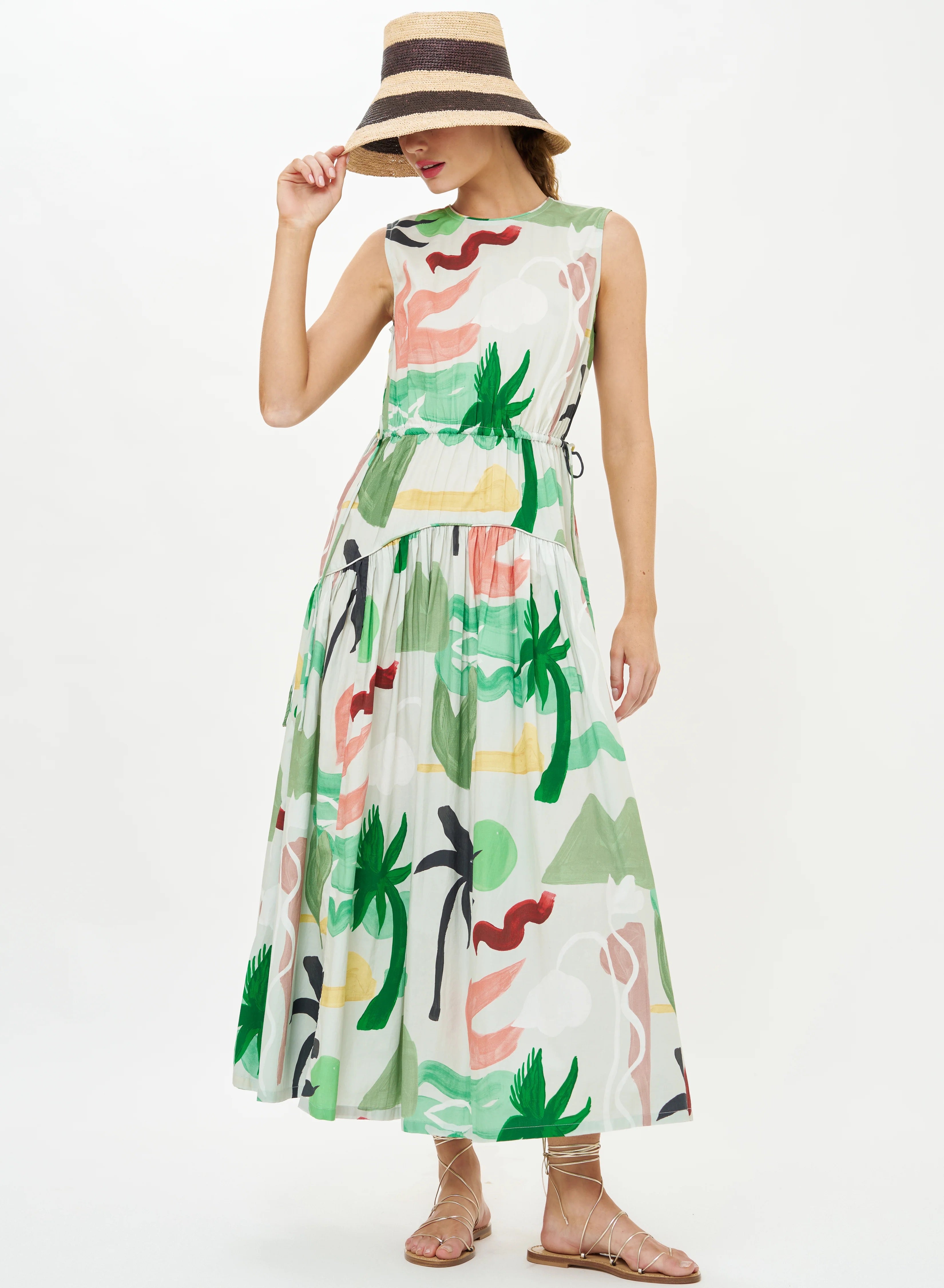 Oliphant Sleeveless Piped Maxi, Paradiso Petal