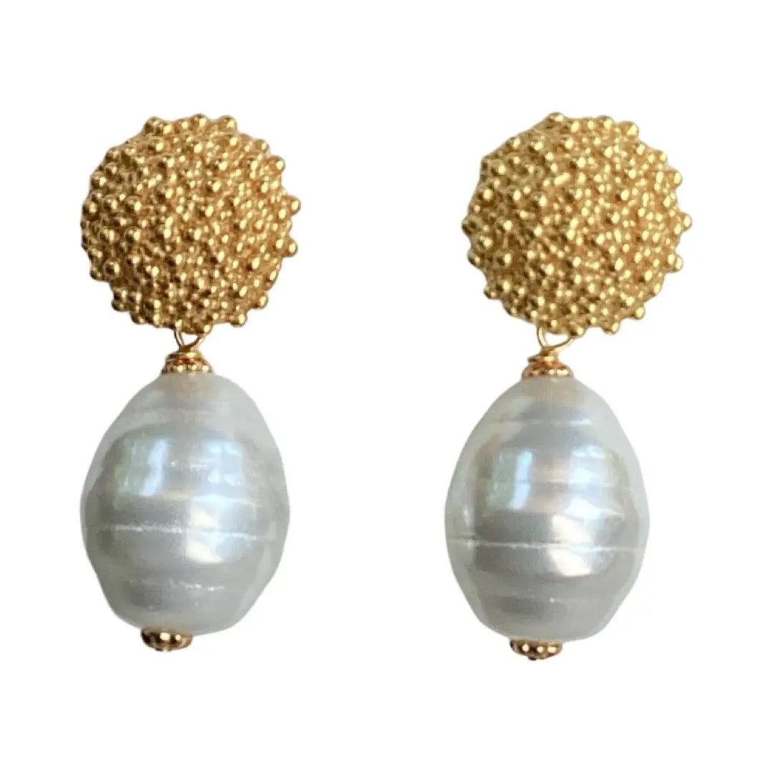 Corrine Gold Plated Baroque Pearl Dangle Earrings