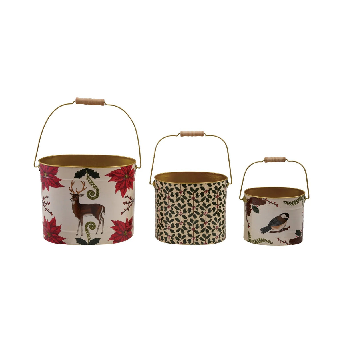 Metal Buckets with Handles & Seasonal Botanicals