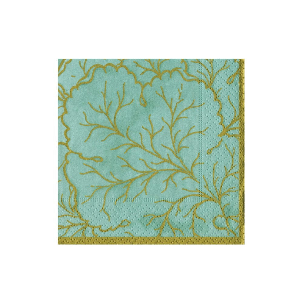 Gilded Majolica Saltwater Cocktail Napkins