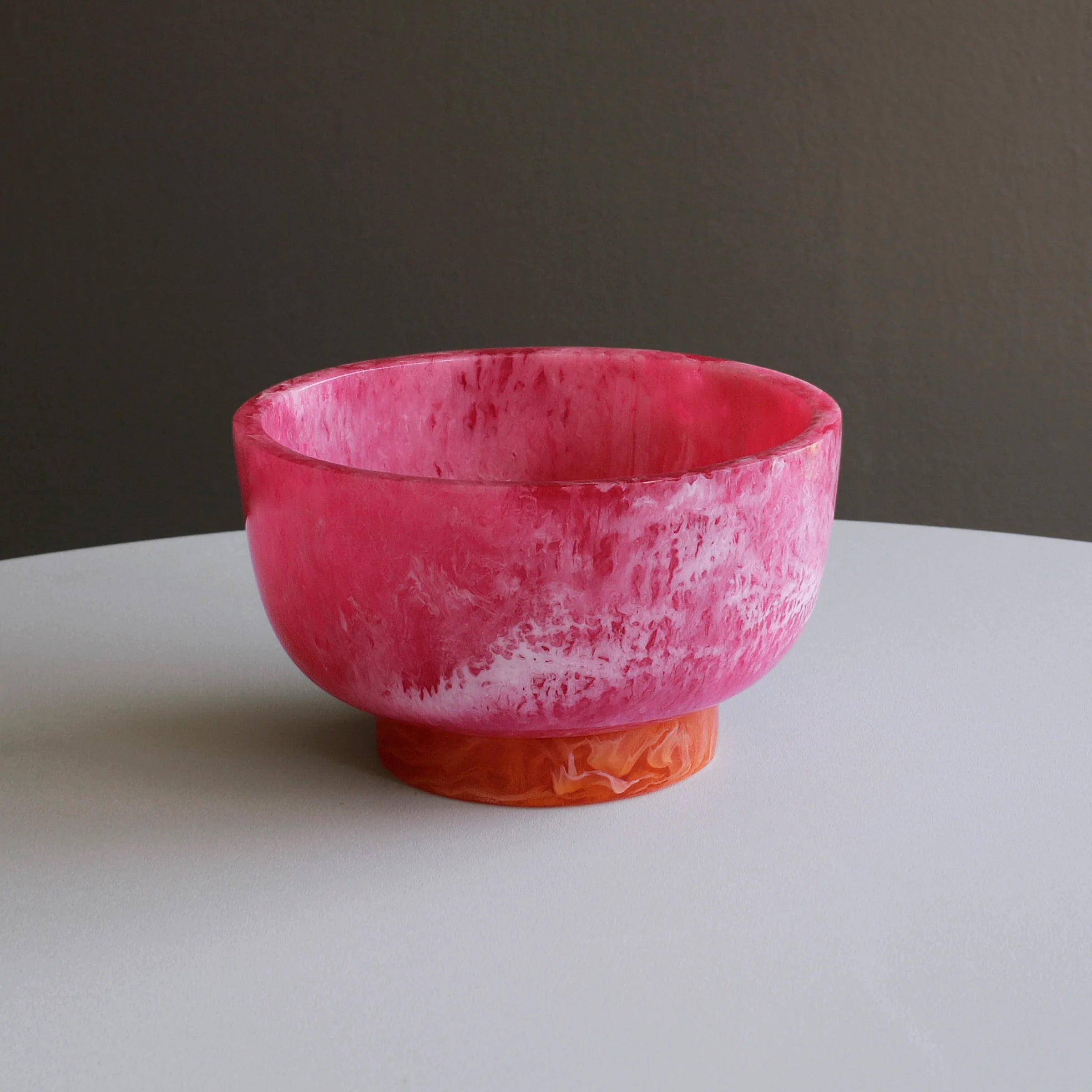 RESIN Rio Small Round Bowl with Base- Pink & Orange