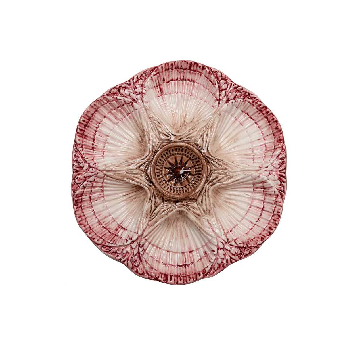 NOLA Oyster Plate, Cream & Burgundy