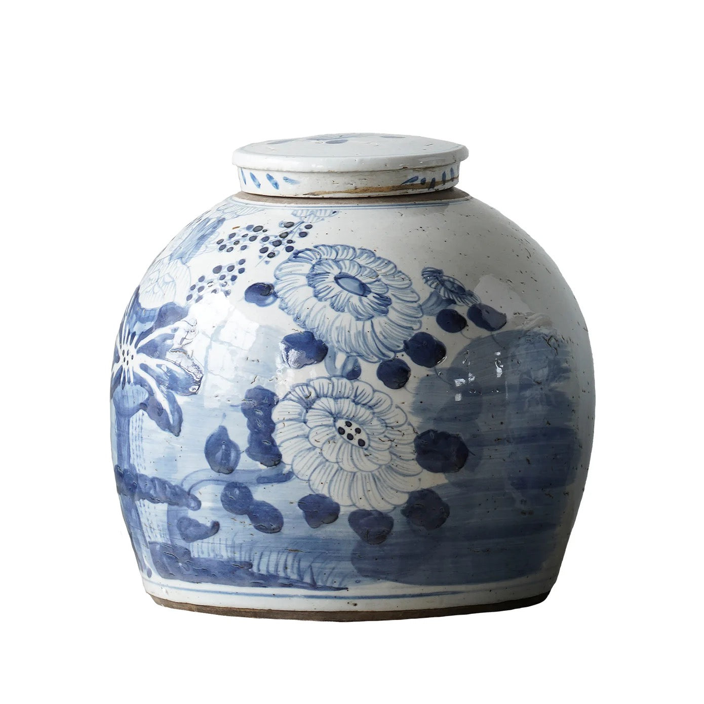 Hand Painted Ginger Jar Lotus Flower