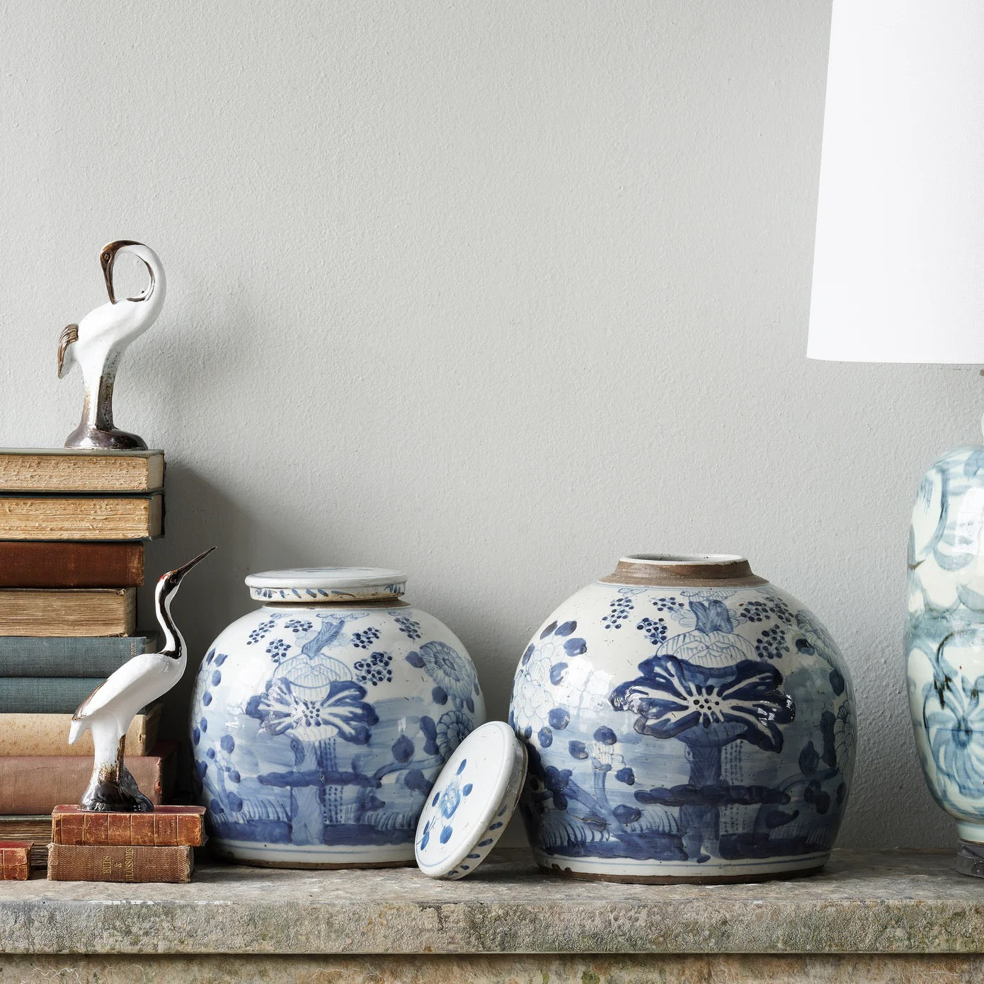 Hand Painted Ginger Jar Lotus Flower
