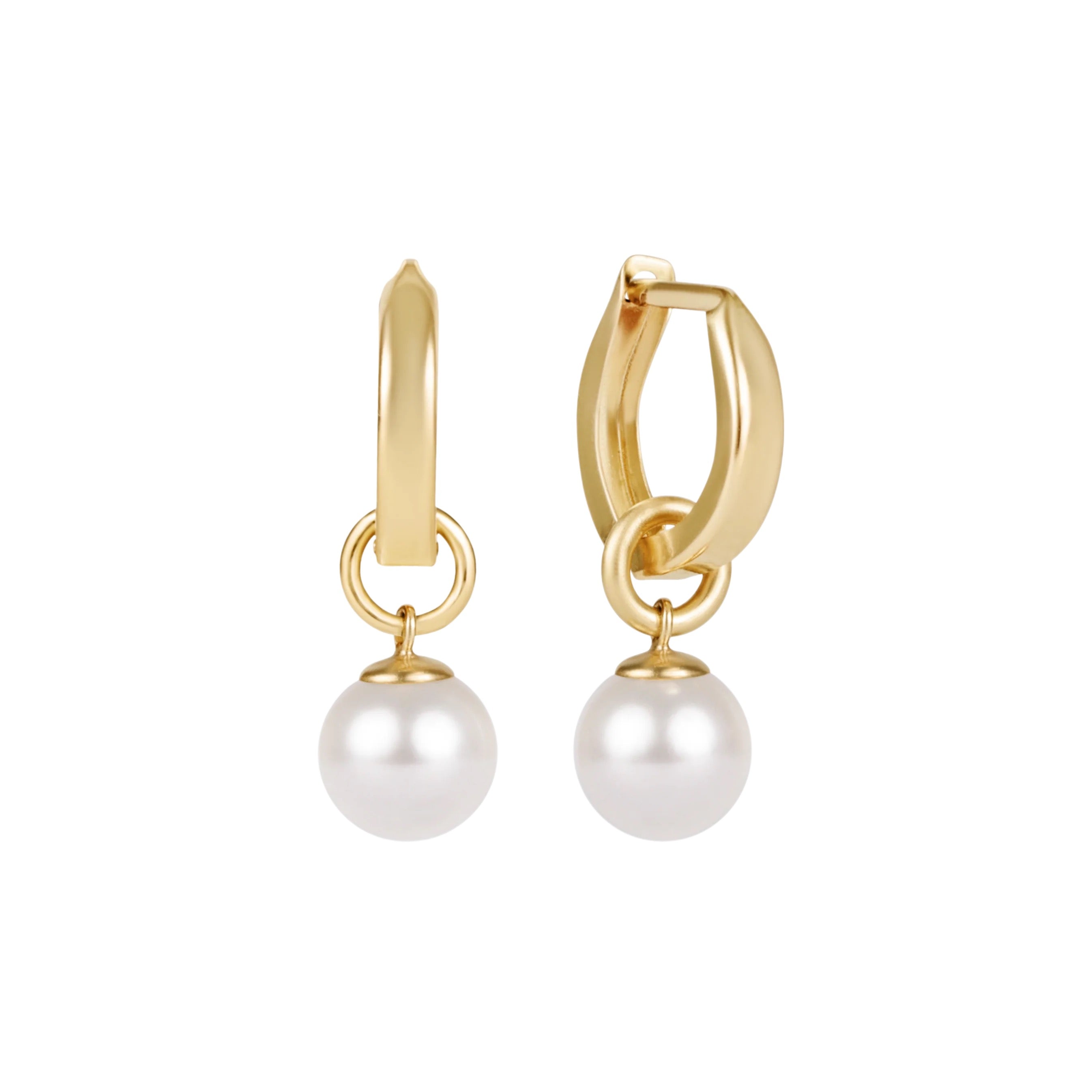 Huggies Gold .5" Hoop Classic Pearl 8mm Charm