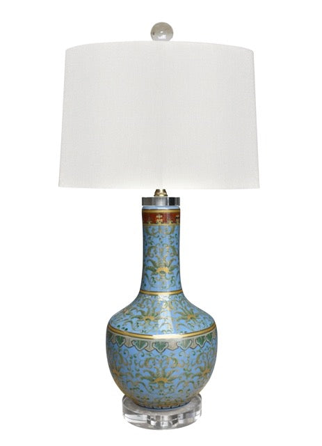Vintage Gold Leaf Porcelain Dragon Blue Lamp