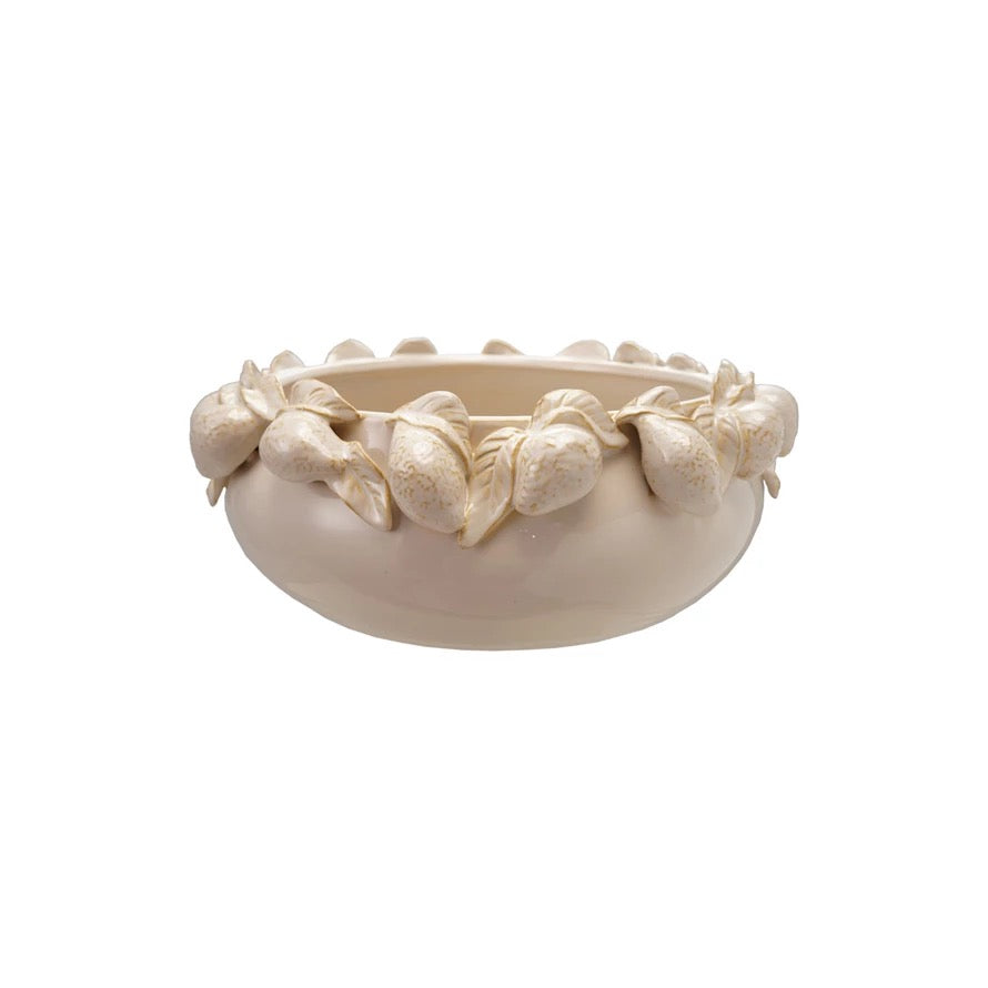 Cream Bowl with Lemons on Rim