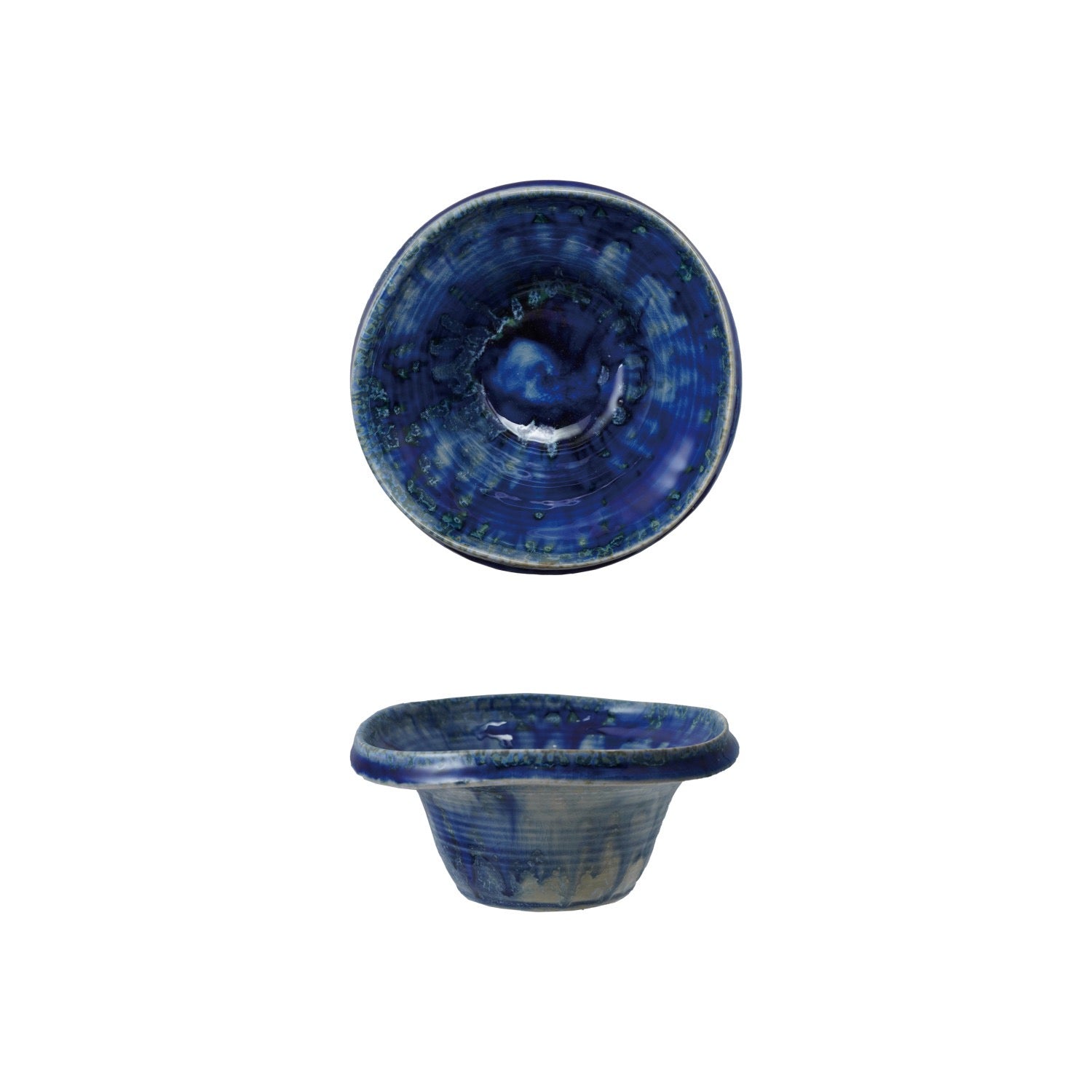 Reactive Crackle Glaze Blue Bowl