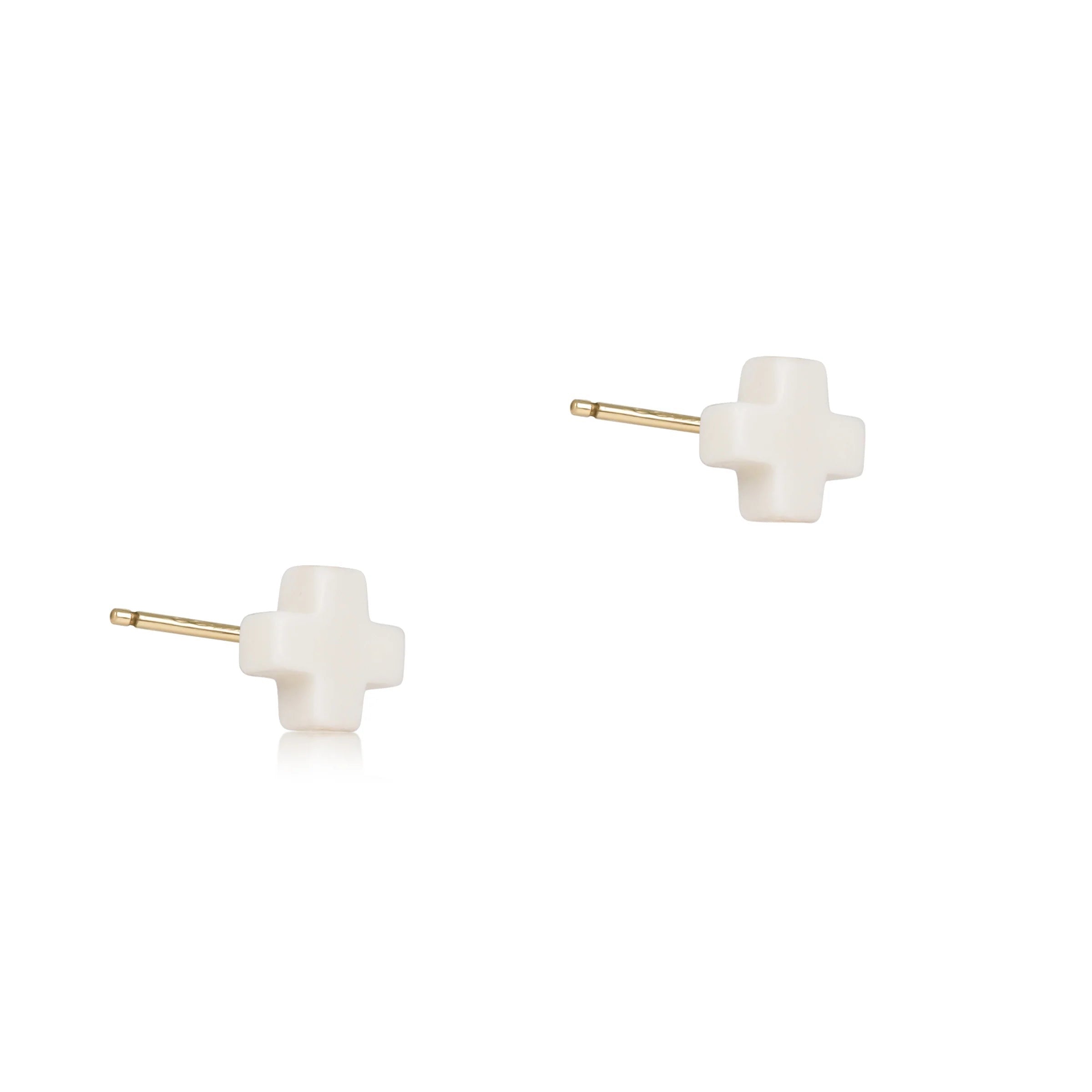 Signature Cross Small Stud - Off White