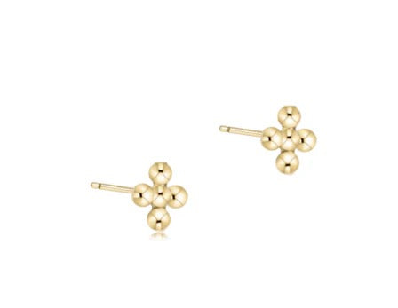 Classic Beaded Signature Cross Small Stud- 2mm