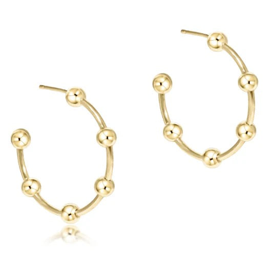 Beaded Simplicity 1" Post Hoop - 4mm Gold