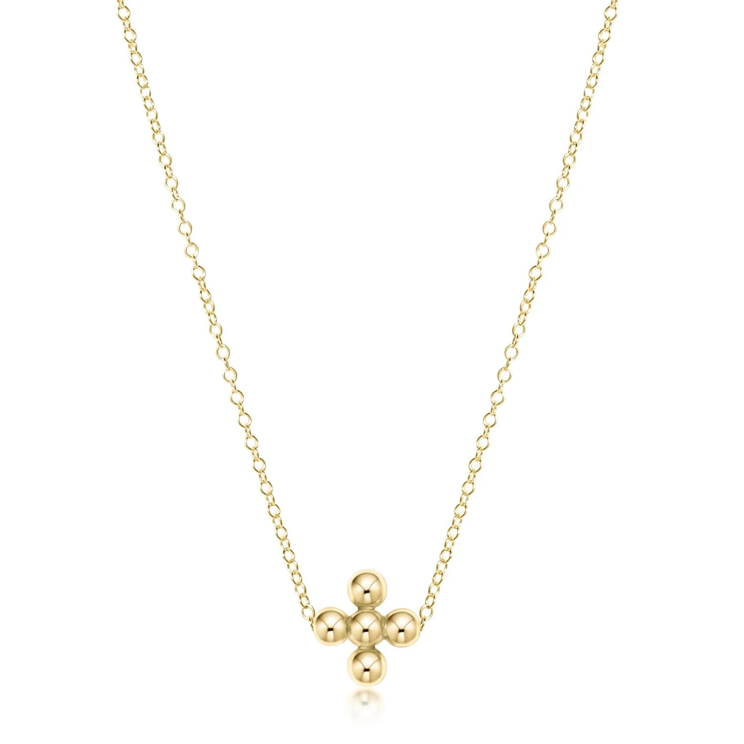 16" Classic Beaded Signature Cross Small Gold Cross