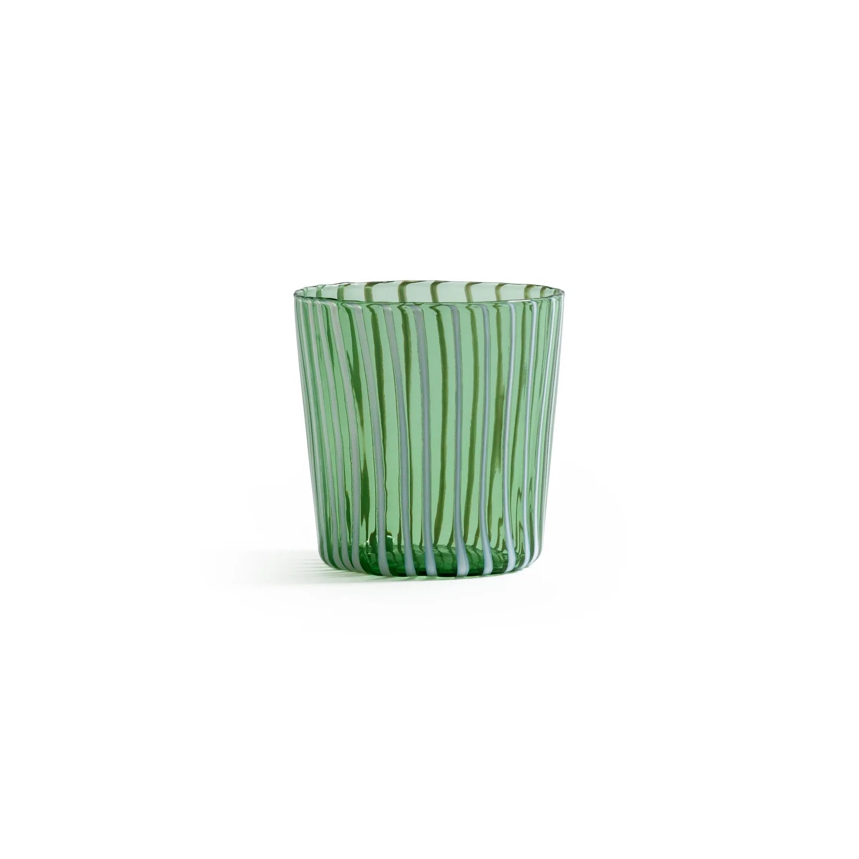 Marina White Stripe Glass Tumbler - Green