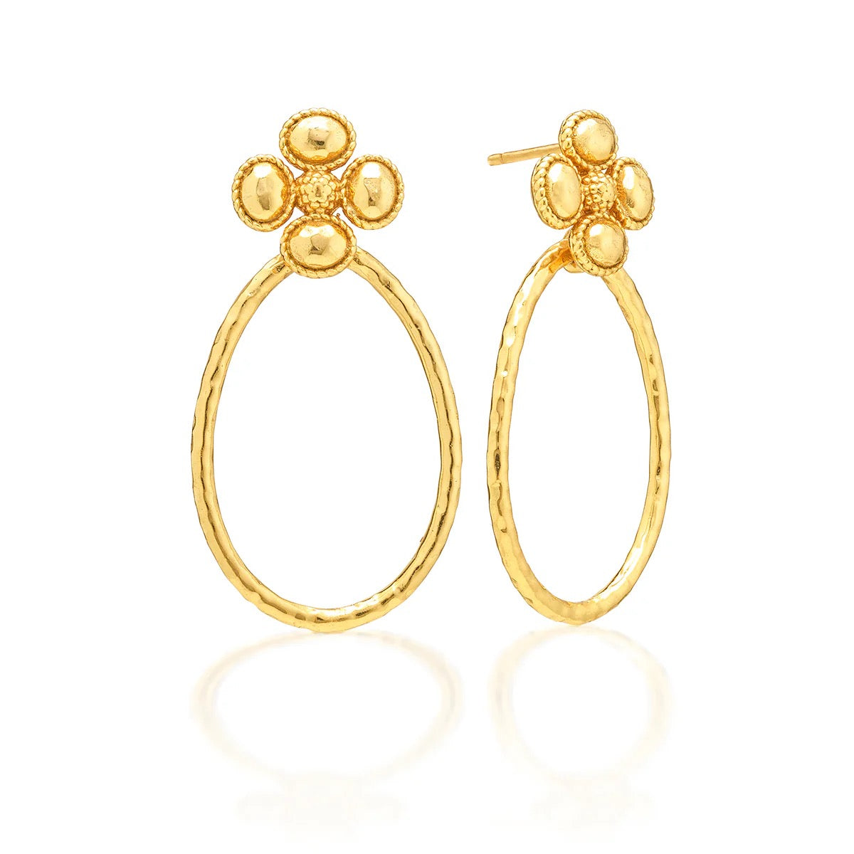 Berry Clover Teardrop Earrings Gold