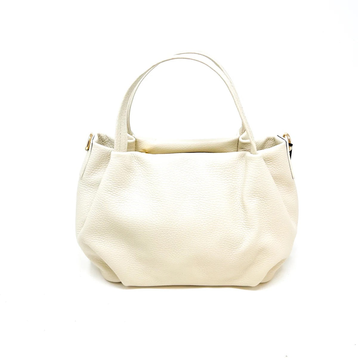 Italian Leather Ivory Double Top Handle/ Crossbody