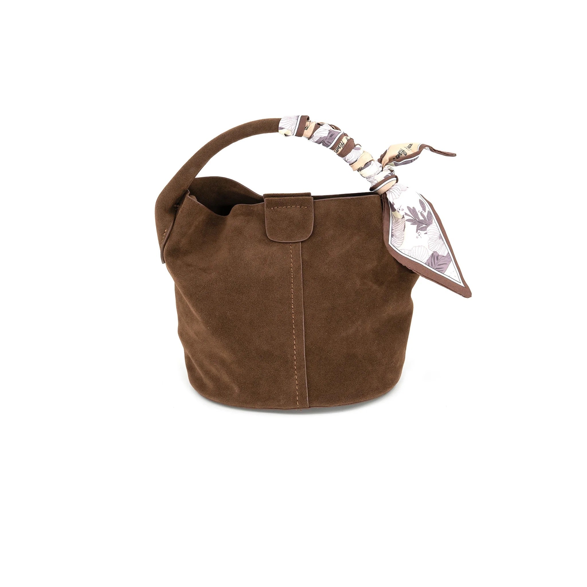 Suede Mini Bucket w/ Scarf Handle