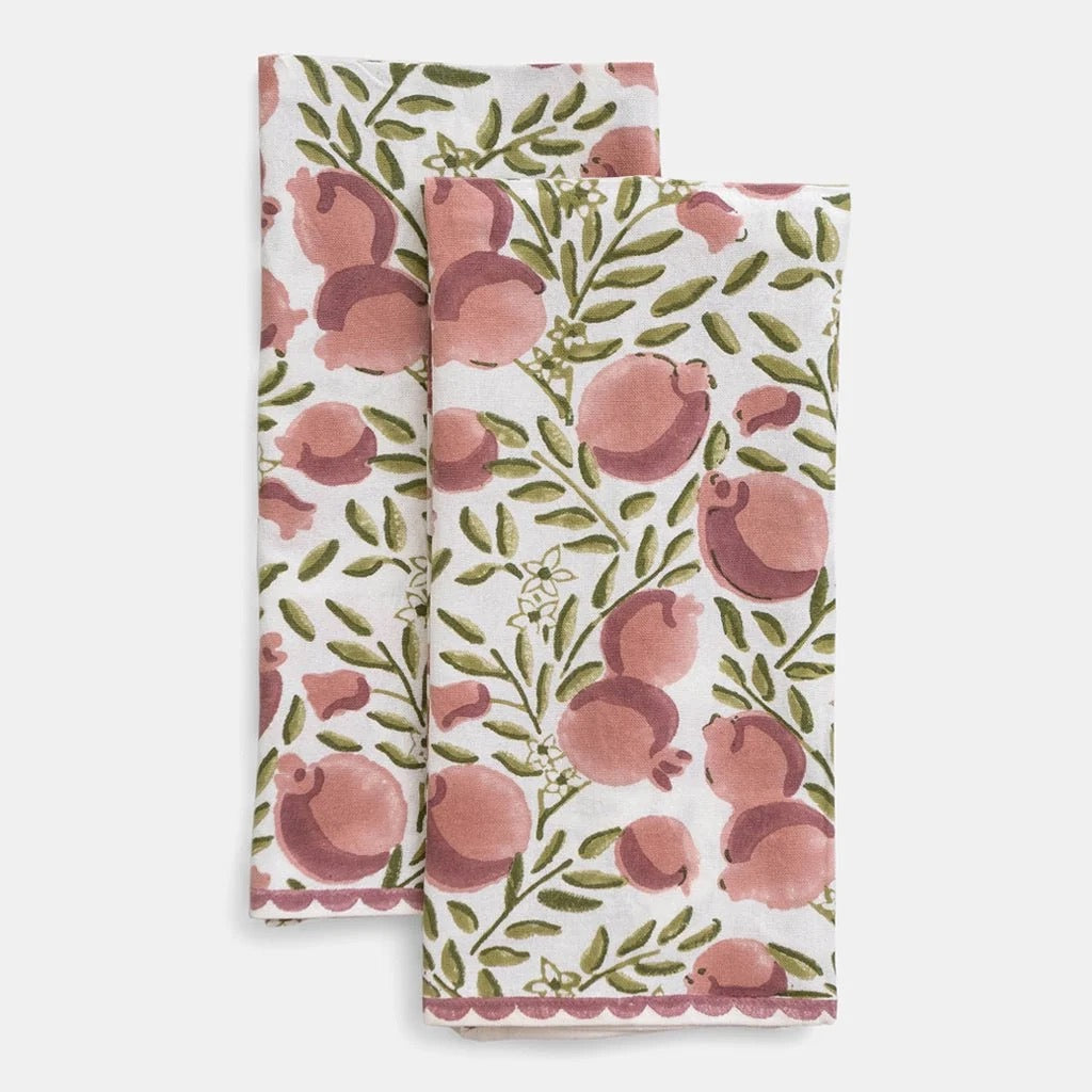 Pomegranate Vine Moss and Mauve Tea Towel