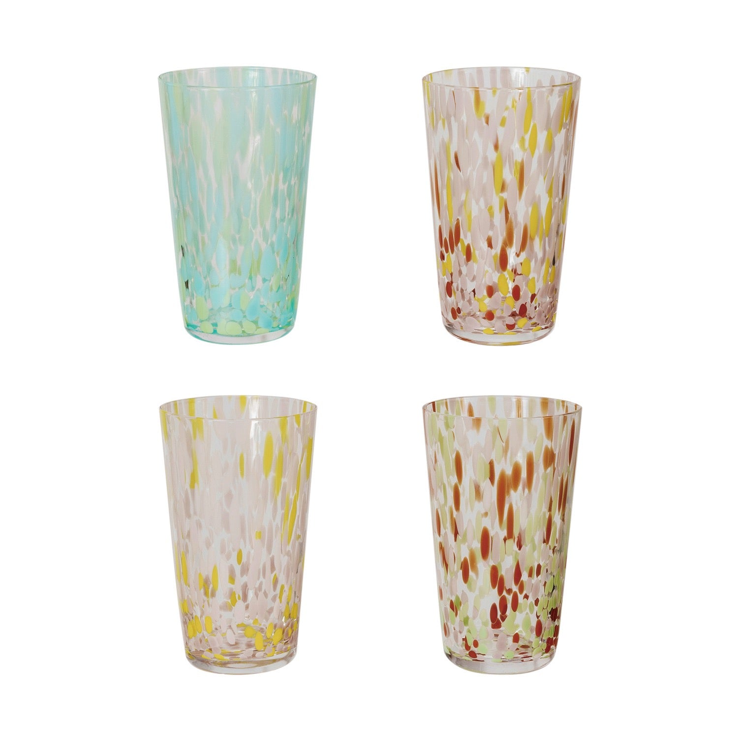 14 oz. Blown Confetti Drinking Glass, 4 Colors