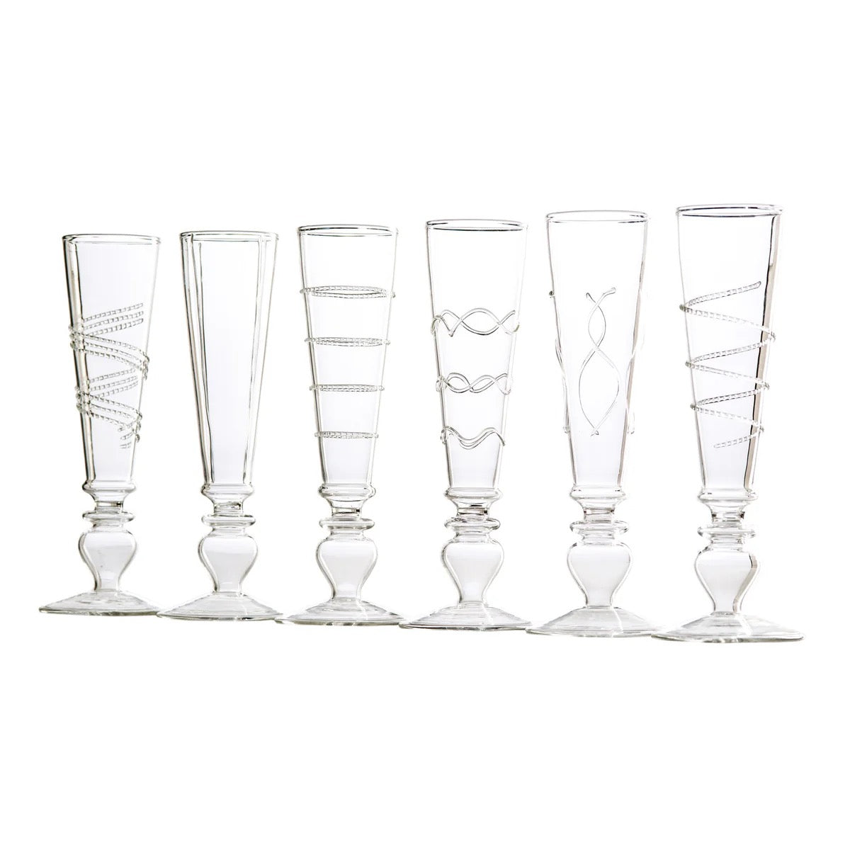Set of 6 Razzle Dazzle Footed Champagne Flutes