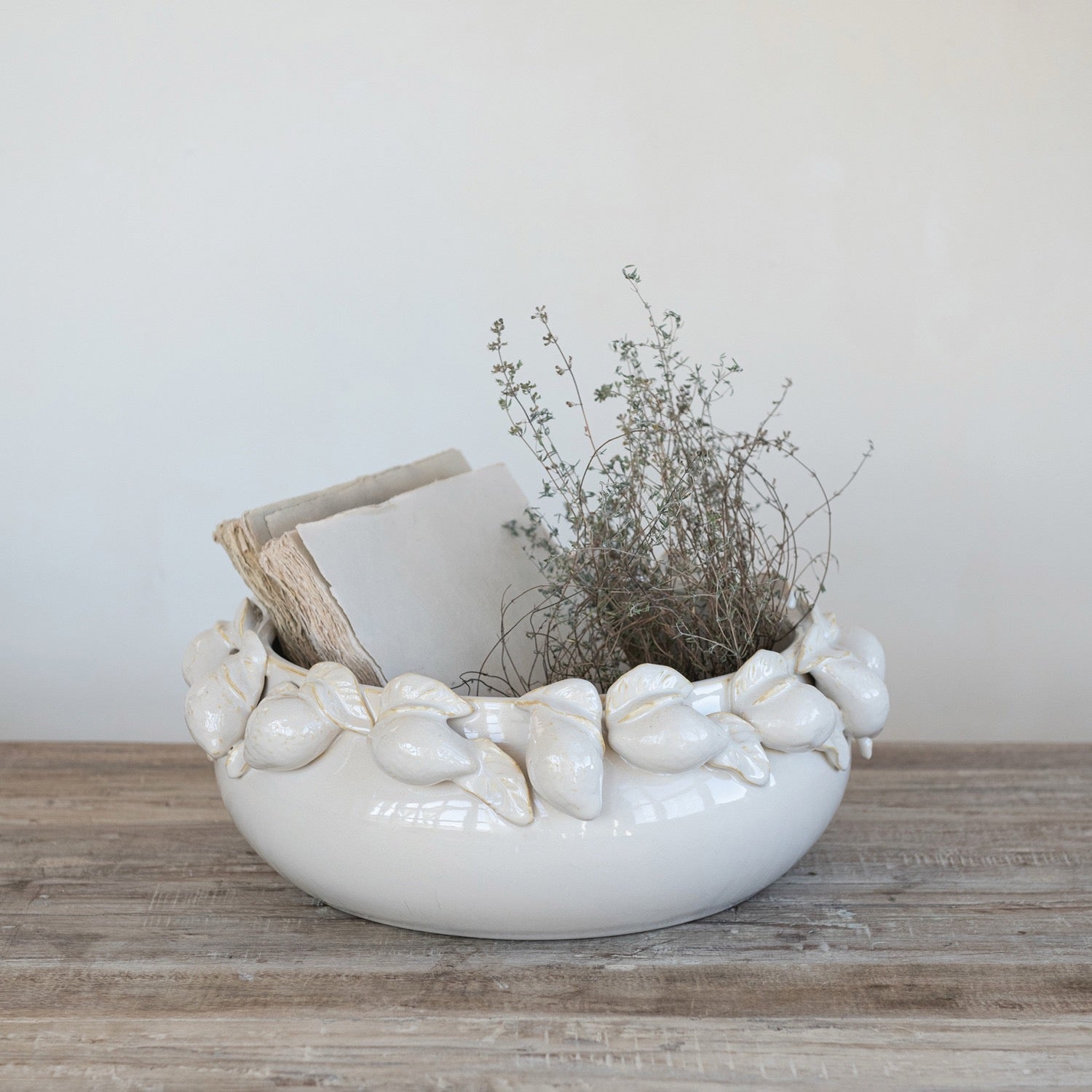 Cream Bowl with Lemons on Rim