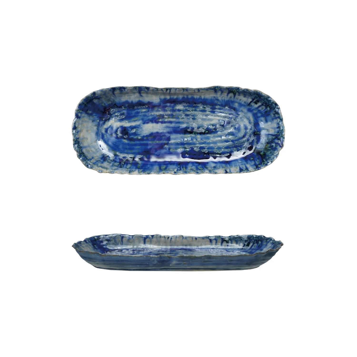 Reactive Crackle Glaze Blue Platter