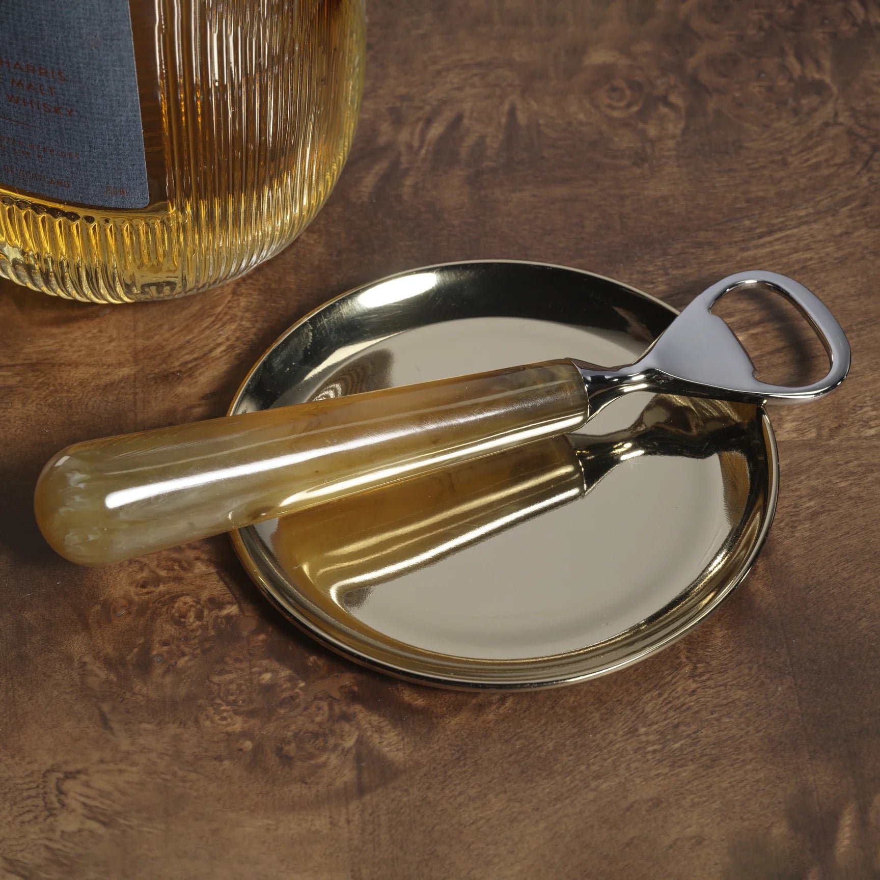 Spiga Bottle Opener - Nickel with Amber Accent