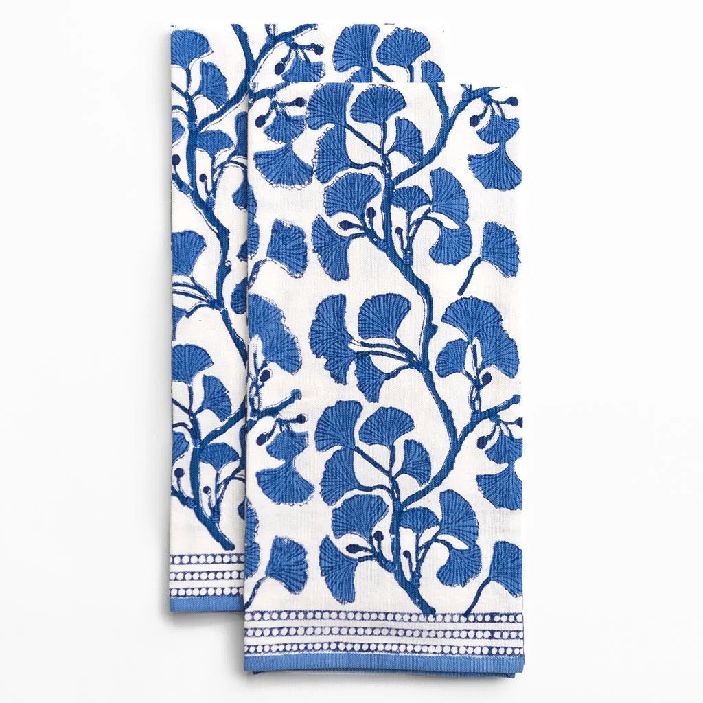 Pomegranate Blue Ginkgo Tea Towels