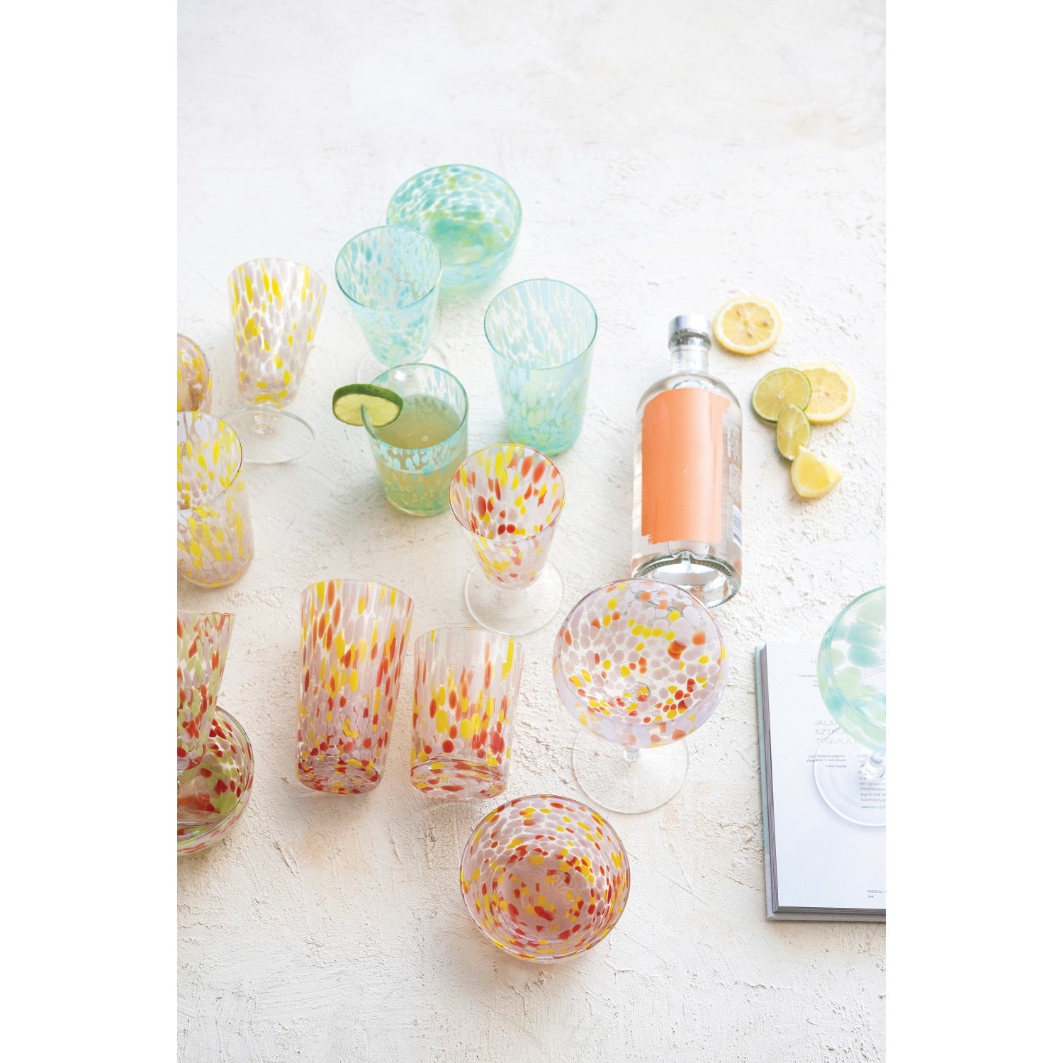 14 oz. Blown Confetti Drinking Glass, 4 Colors