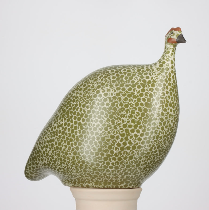 Matte Green Spotted White Guinea Fowl