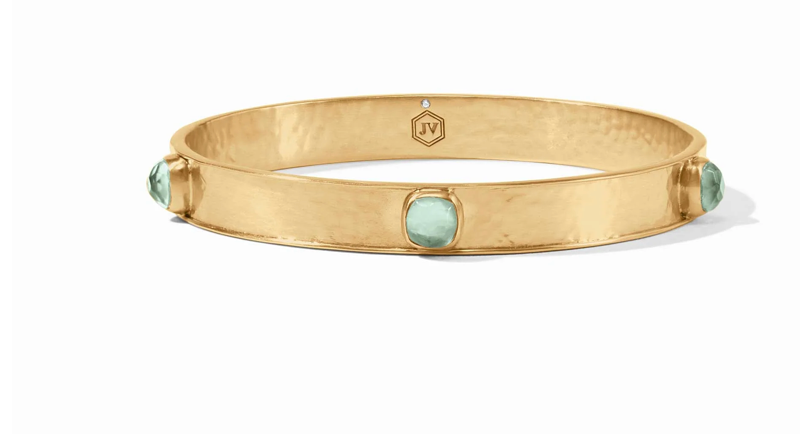 Catalina Stone Bangle- Iridescent Aquamarine Blue